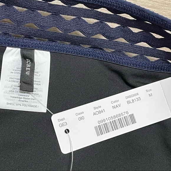 J. Crew Lowrider piqué bikini bottom with rickrack inset Navy Blue Sz M NWT. - Picture 4 of 7